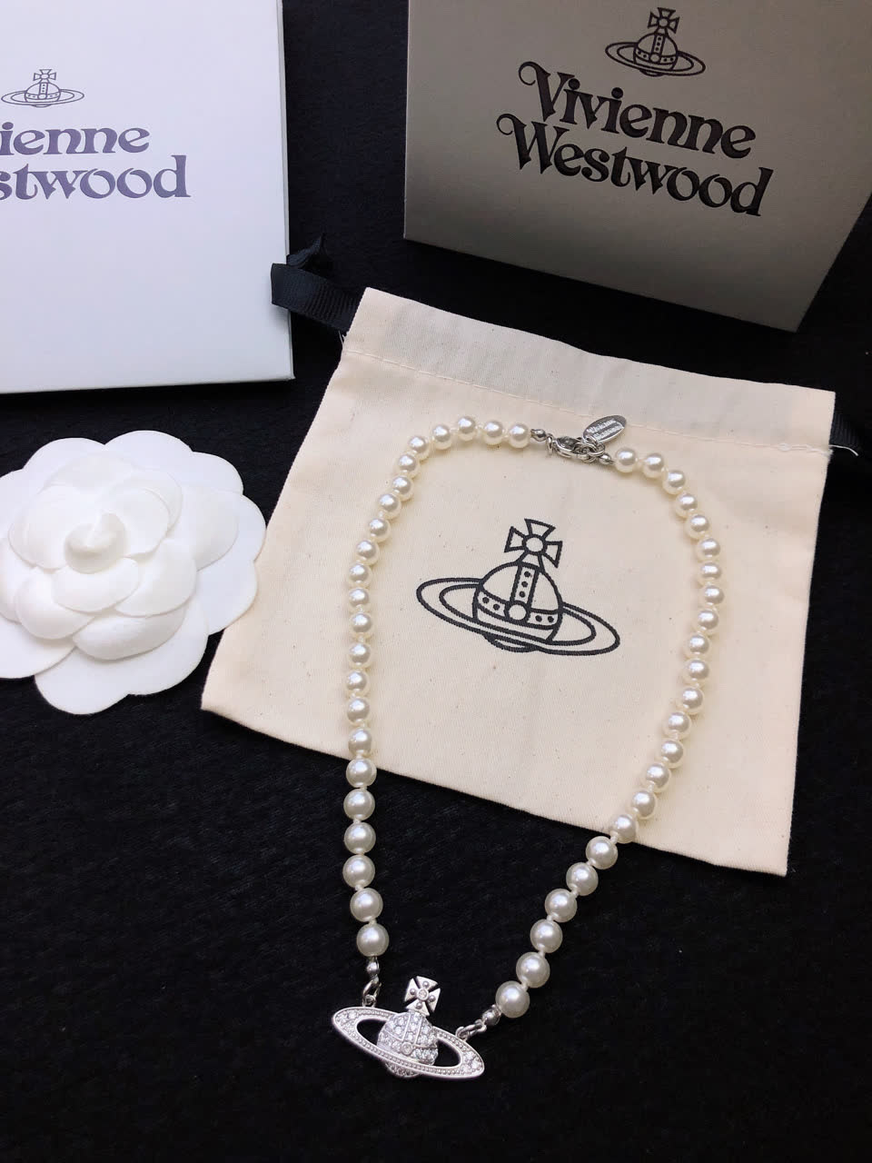 Vivienne Westwood Pearl Necklace with Orb Pendant